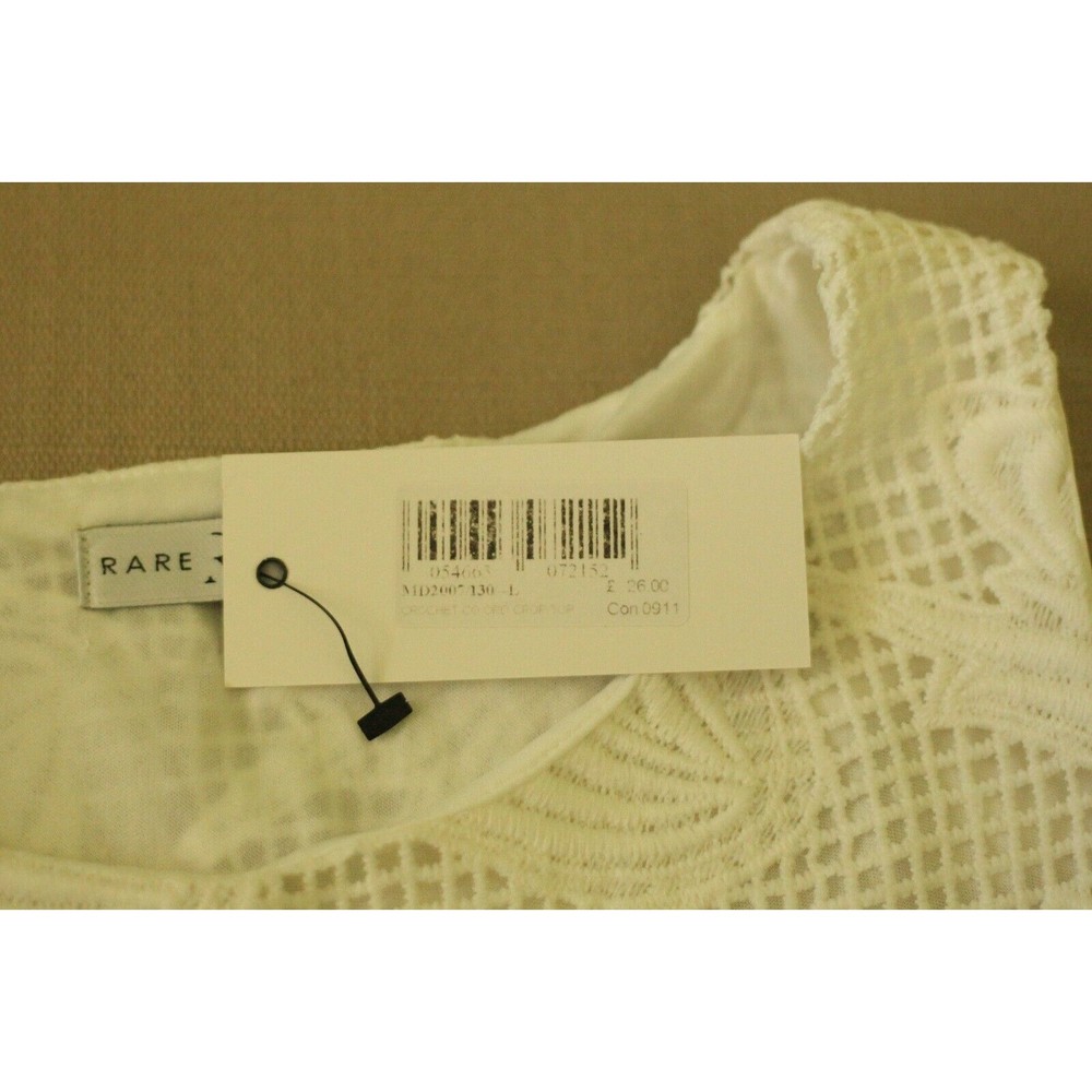 NWT RARE LONDON Women's Sz L Crochet Knit 2 Pcs Set Top And Skirt Lined White - Picture 7 of 12